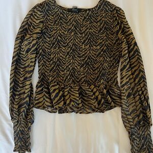 Forever 21 Smocked Zebra-Print Blouse